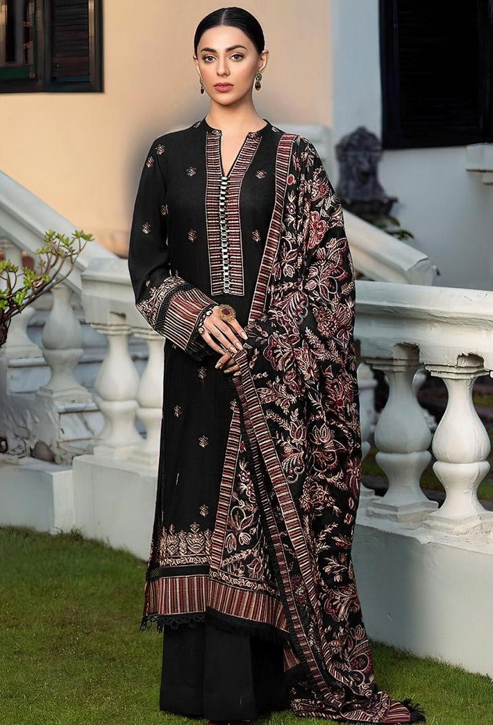 dhanak 3-piece luxury heavy embroidered suit with heavily embroidered aplik shawl – winter collection 2025-2026