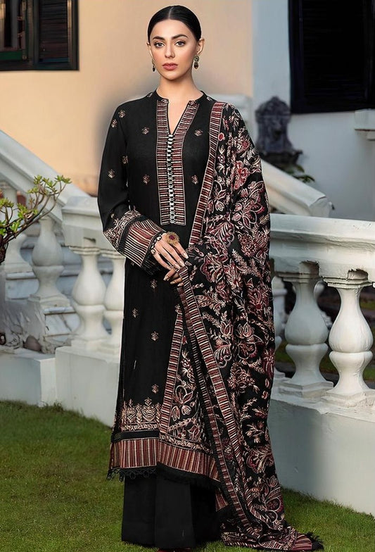 Bareeze dhanak 3-piece luxury heavy embroidered suit with heavily embroidered aplik shawl – winter collection 2025-2026
