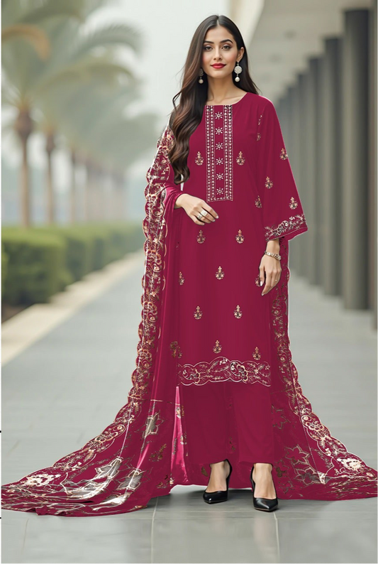 Bareeze dhanak 3-piece luxury heavy embroidered suit with heavily embroidered shawl – winter collection 2025-2026